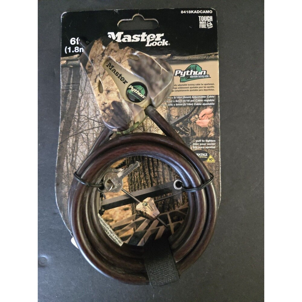 Master Lock Python Camo Adjustable Locking Cable Lock 6ft 5/16" 8418KADCAMO NIP